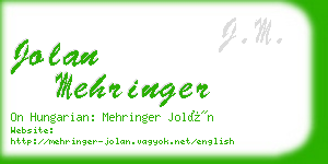 jolan mehringer business card